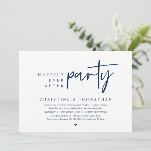 Hochzeitsfeier, glücklicherweise immer nach dem Pa Einladung (Stehend Vorderseite)