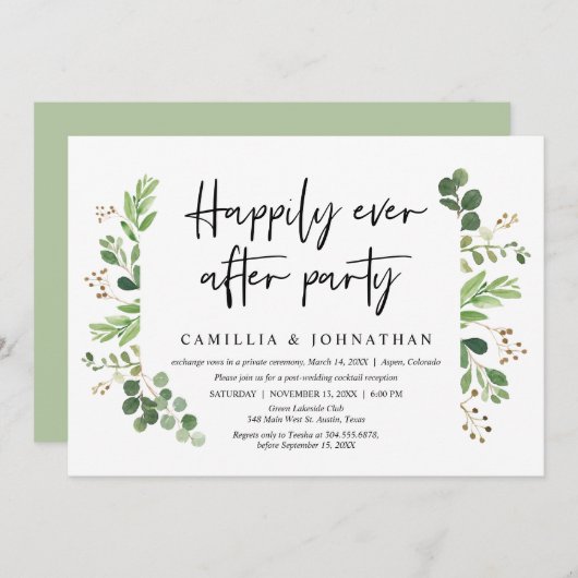 Hochzeitsfeier, glücklicherweise immer nach dem Pa Einladung (Vorne/Hinten)