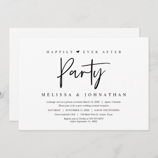 Hochzeitsfeier, glücklicherweise immer nach dem Pa Einladung (Vorne/Hinten)