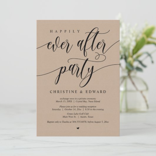 Hochzeitsfeier, glücklicherweise immer nach dem Pa Einladung (Stehend Vorderseite)