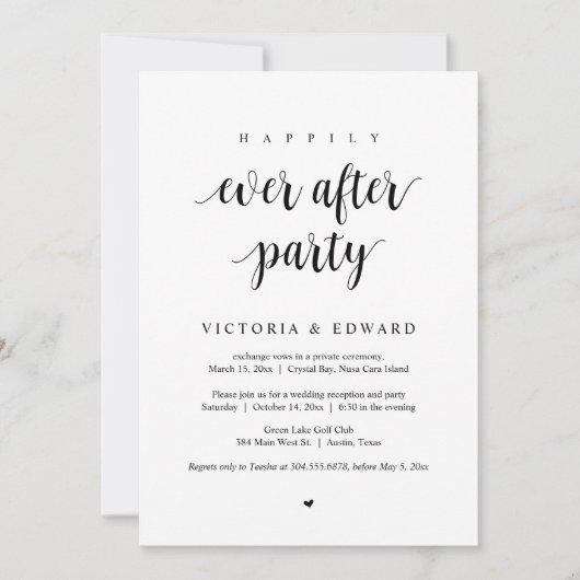 Hochzeitsfeier, glücklicherweise immer nach dem Pa Einladung (Vorderseite)