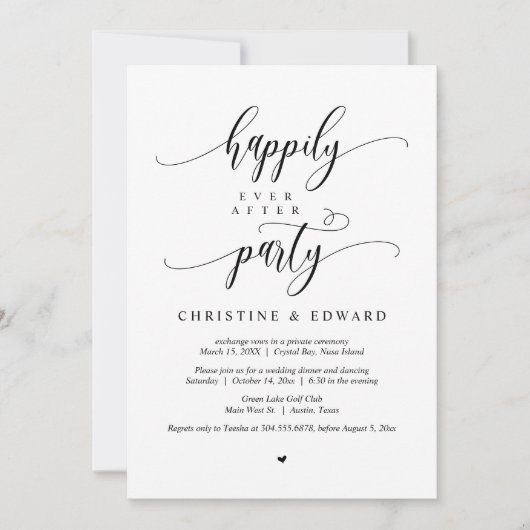 Hochzeitsfeier, glücklicherweise immer nach dem Pa Einladung (Vorderseite)