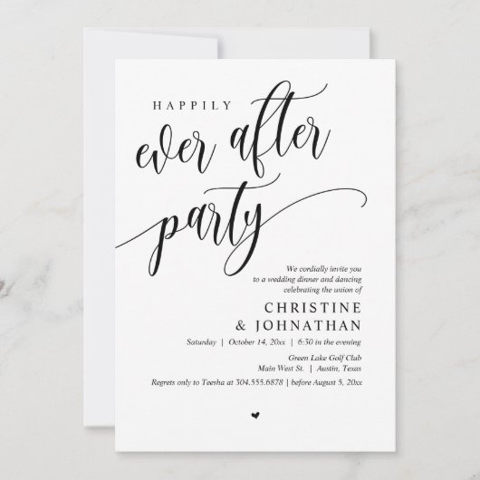 Hochzeitsfeier, glücklicherweise immer nach dem Pa Einladung (Vorderseite)