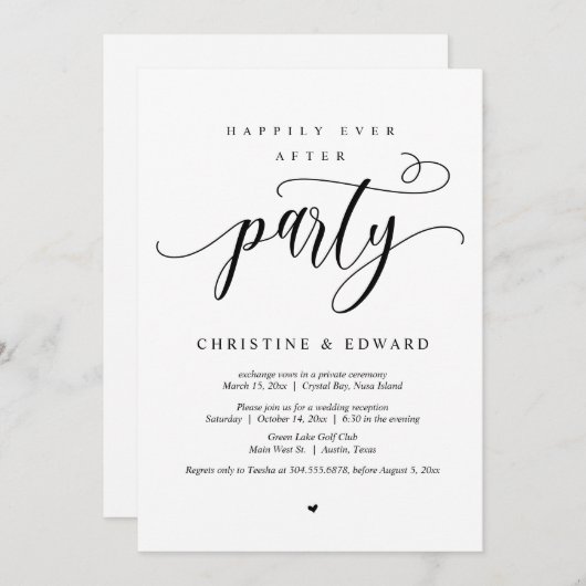 Hochzeitsfeier, glücklicherweise immer nach dem Pa Einladung (Vorne/Hinten)