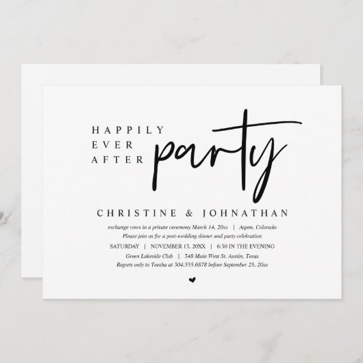 Hochzeitsfeier, glücklicherweise immer nach dem Pa Einladung (Vorne/Hinten)