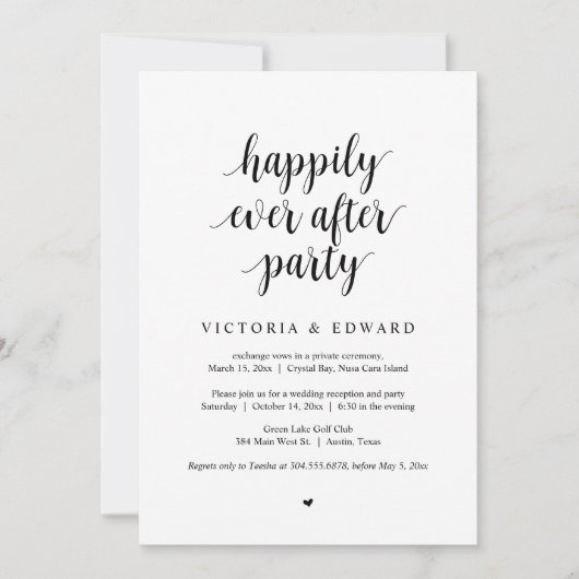 Hochzeitsfeier, glücklicherweise immer nach dem Pa Einladung (Vorderseite)