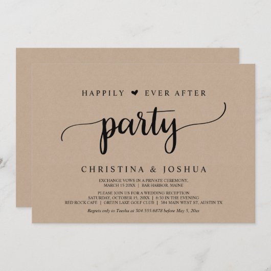 Hochzeitsfeier, glücklicherweise immer nach dem Pa Einladung (Vorne/Hinten)