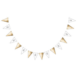 Hochzeitsfeier Gold & White Hearts - IHRE KUNST Wimpelkette