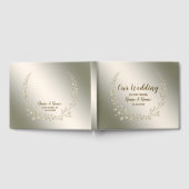 Hochzeitsfeier Golden Floral Blätter Wreath Elegan Gästebuch (Voll)