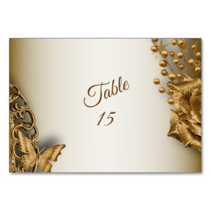 Hochzeitsfeier Golden Floral Schmetterling Vintage Tischnummer