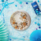 Hochzeitsfeier Golden Orange Weiße Blume Rustikal Pappteller (Party)