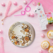 Hochzeitsfeier Golden Orange Weiße Blume Rustikal Pappteller (Party)