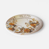 Hochzeitsfeier Golden Orange Weiße Blume Rustikal Pappteller (Schrägansicht)