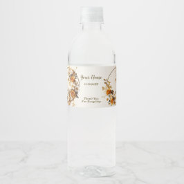 Hochzeitsfeier Golden Orange Weiße Blume Rustikal Wasserflaschenetikett