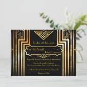 Hochzeitsfeier, großartiger Gatsby Einladung (Stehend Vorderseite)