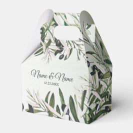 Hochzeitsfeier Grün Blätter Schwarzes Olive Elegan Geschenkschachtel