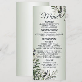 Hochzeitsfeier Grün Blätter Schwarzes Olive Elegan Menükarte