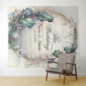 Hochzeitsfeier Grün Lila Blätter Rustikales Elegan Wandteppich (Beispiel (Horizontal))