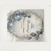 Hochzeitsfeier Grün Lila Blätter Rustikales Elegan Wandteppich (Vorderseite (Horizontal))