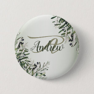 Hochzeitsfeier Grüne Blätter Schwarze Olive Elegan Button
