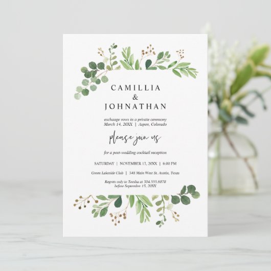 Hochzeitsfeier, Grüngarten-Entwürfe Einladung (Stehend Vorderseite)