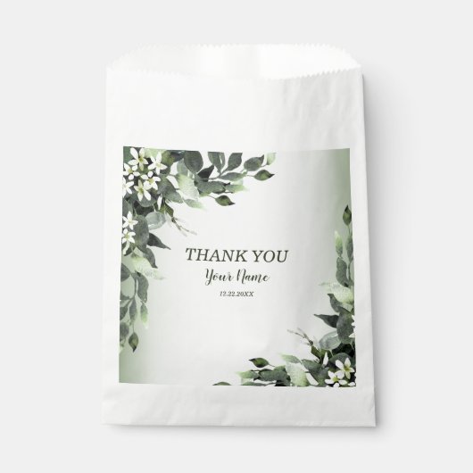 Hochzeitsfeier Grünpflanzen Blumengebäck Blätter Geschenktütchen (Vorderseite)