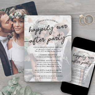 Hochzeitsfeier Happily Ever After Stylisches Foto Einladung