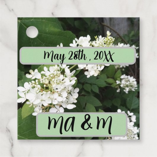 Hochzeitsfeier Hydrangea Foto Geschenkanhänger (Vorderseite)