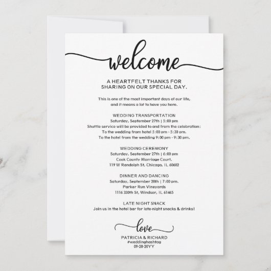 Hochzeitsfeier Icon Chic Script Hochzeit Begrüßung Einladung (Rückseite)