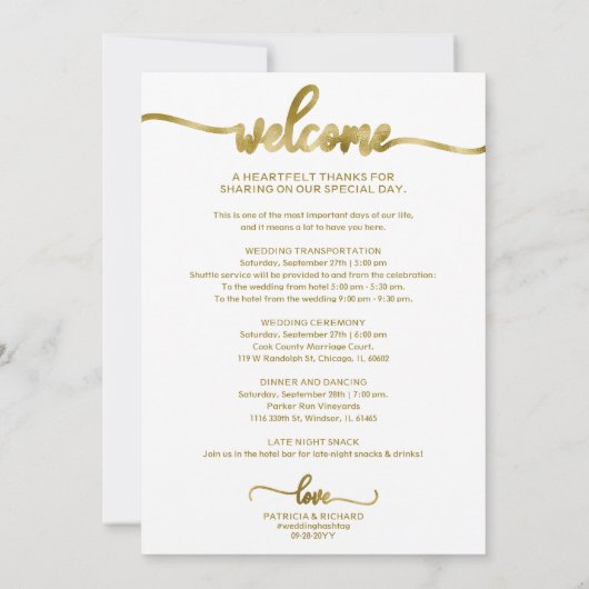 Hochzeitsfeier Icon Chic Script Hochzeit Begrüßung Einladung (Rückseite)