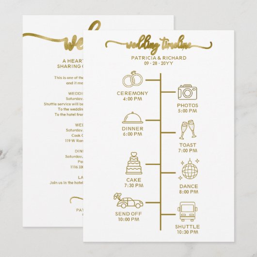 Hochzeitsfeier Icon Chic Script Hochzeit Begrüßung Einladung (Vorne/Hinten)