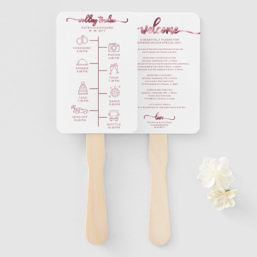Hochzeitsfeier Icon Chic Script Hochzeit Begrüßung Fächer (Vorne und Hinten)