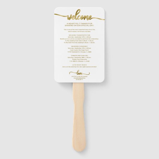 Hochzeitsfeier Icon Chic Script Hochzeit Begrüßung Fächer (Rückseite)