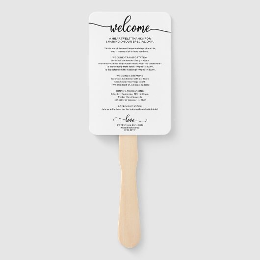 Hochzeitsfeier Icon Chic Script Hochzeit Begrüßung Fächer (Rückseite)