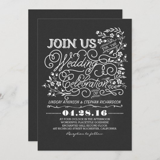 Hochzeitsfeier im Blumengarten Einladung (Vorne/Hinten)