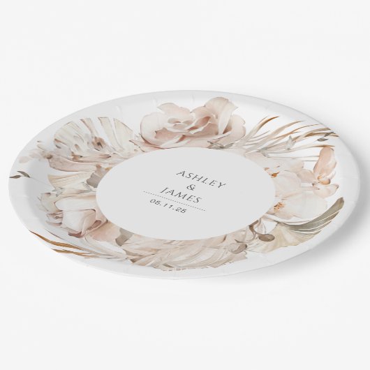 Hochzeitsfeier im botanischen Blumengarten Pappteller (Schrägansicht)