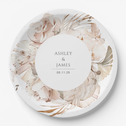 Hochzeitsfeier im botanischen Blumengarten Pappteller (Vorderseite)