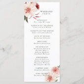 Hochzeitsfeier im botanischen Garten Programm (Rückseite)