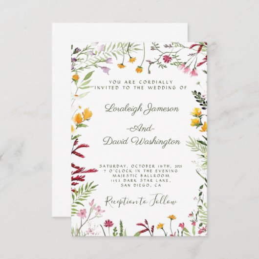 Hochzeitsfeier im Garten Einladung (Vorne/Hinten)