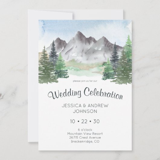 Hochzeitsfeier im Gebirge Einladung (Vorderseite)