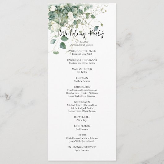 Hochzeitsfeier im Grünen Programm (Rückseite)