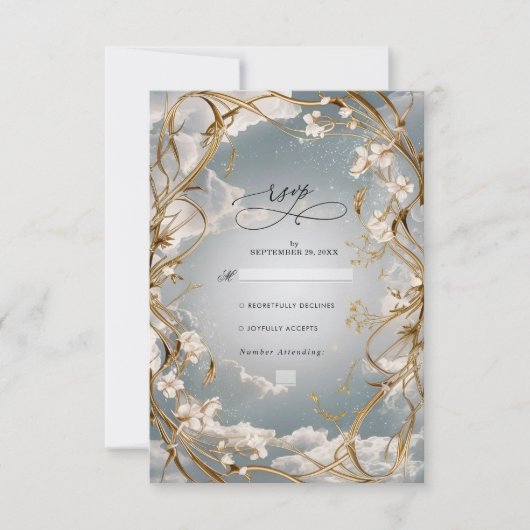 Hochzeitsfeier im Jugendstil RSVP Karte (Vorderseite)