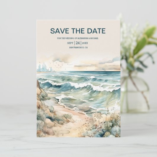 Hochzeitsfeier im Sommer Save The Date (Stehend Vorderseite)