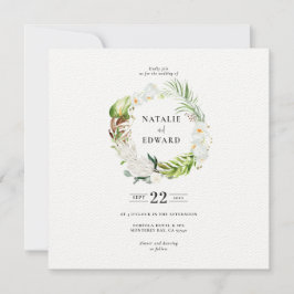 Hochzeitsfeier im tropischen Blumenkranz Save The Date