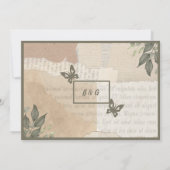 Hochzeitsfeier im Vintagen Grün Einladung (Rückseite)