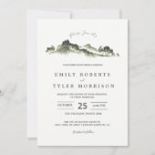 Hochzeitsfeier im Wald der Wasserfarben Einladung (Vorderseite)