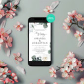 Hochzeitsfeier im Winter mit floraler Vegetation Einladung