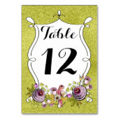 Hochzeitsfeier, IMITATE Grüne Foil, Blume Tischnummer (Rückseite)