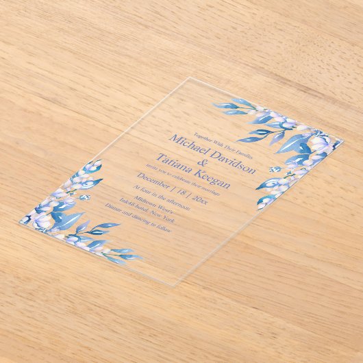 Hochzeitsfeier in Aquarellblau Acryleinladungen (Ablage )