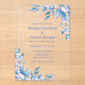 Hochzeitsfeier in Aquarellblau Acryleinladungen (Vorderseite)